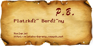 Platzkó Berény névjegykártya